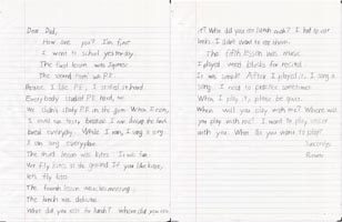 The final draft of a letter by a first grader.