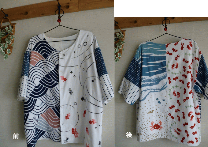 てぬぐいシャツ 作務衣 創作藍染半纏 こだわり素材の手作り服 Studio Sora